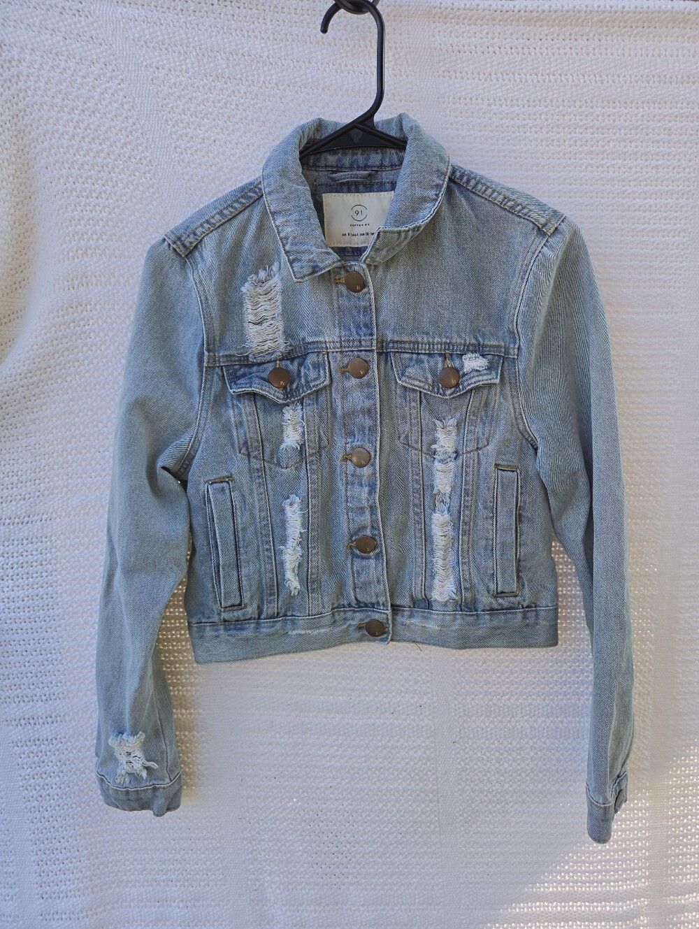 Cotton On Light Blue Distressed Denim Jacket for Kids